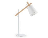 Lámpara de mesa Kosta de acero y madera maciza de haya
