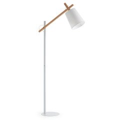 Lámpara de pie Kosta de madera maciza de haya y acero con acabado blanco