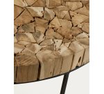 Table basse Solo en teck massif recyclé et acier noir Ø 80 cm