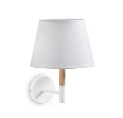 Aplique Orsen de madera de haya y acero con acabado blanco