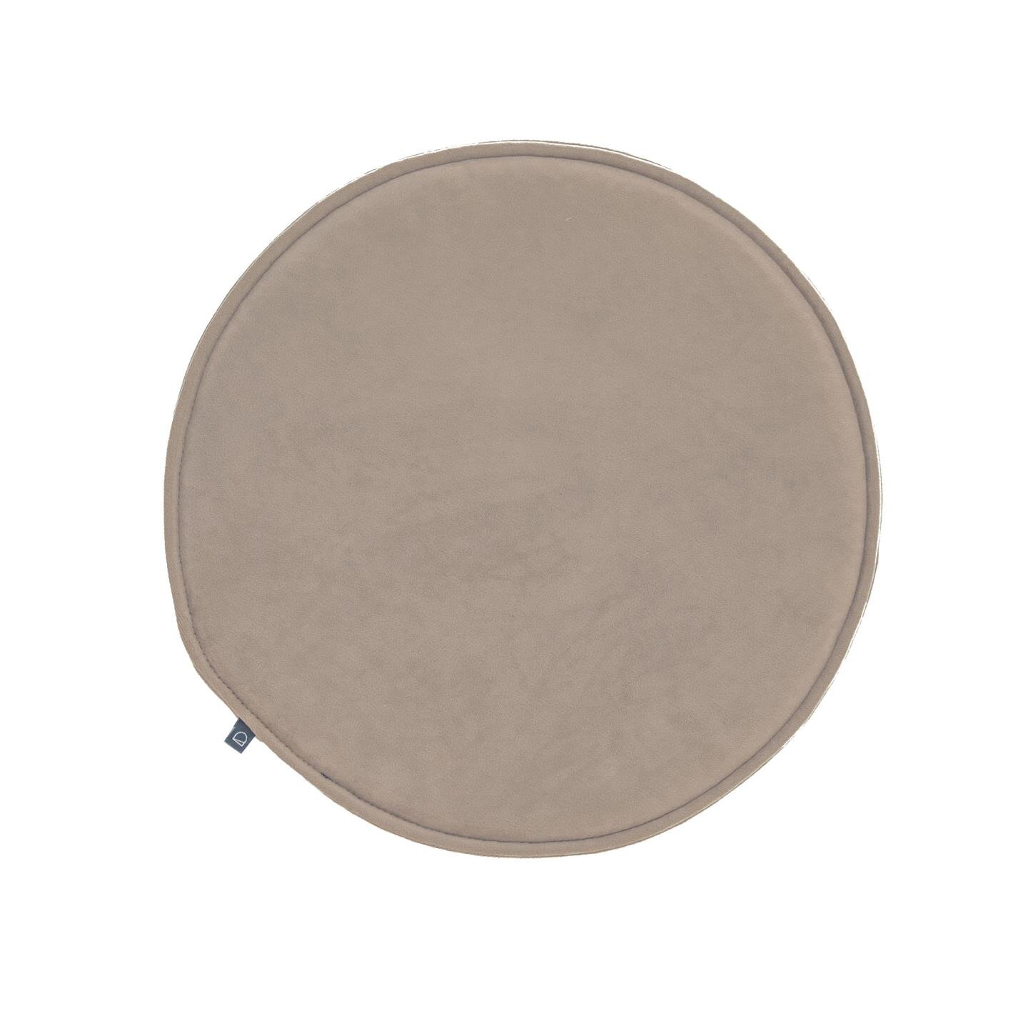 DE_Galette de chaise ronde Rimca velours taupe Ø 35 cm