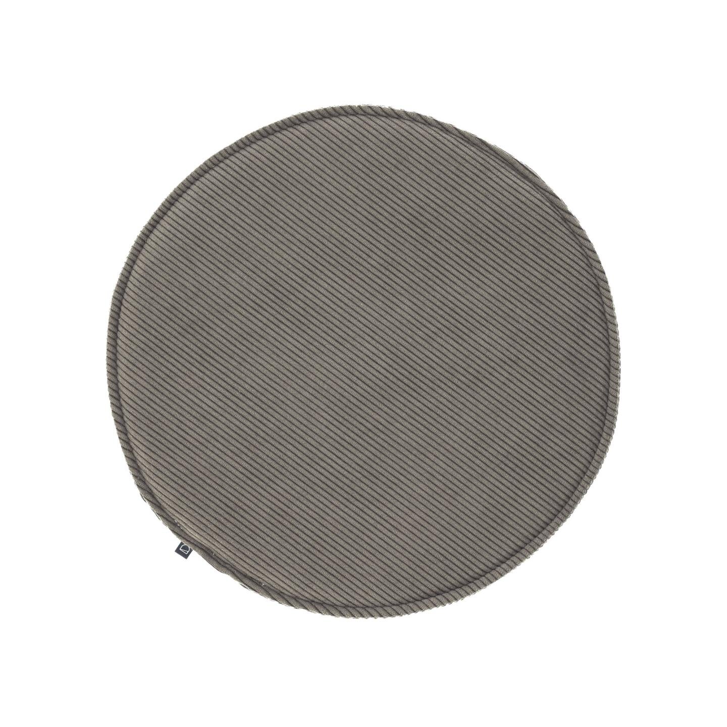 Galette de chaise ronde Sora velours côtelé gris Ø 35 cm