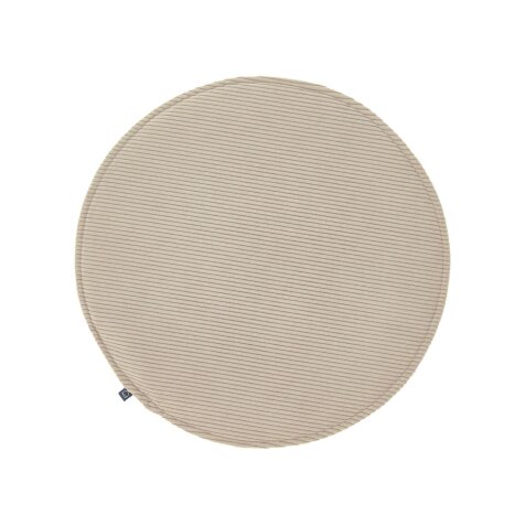 DE_Galette de chaise ronde Sora velours côtelé taupe Ø 35 cm