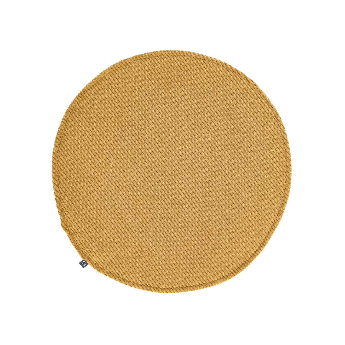 Galette de chaise ronde Sora velours côtelé moutarde Ø 35 cm