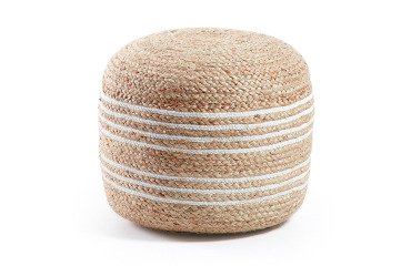 Puf Saht de yute natural y blanco Ø 45 cm