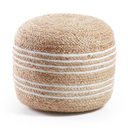 Natural and white Saht pouf Ø 45 cm