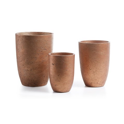 Low set of 3 planters copper Ø 20 cm / Ø 17 cm / Ø 13 cm