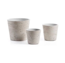 Set Low de 3 maceteros gris Ø 23,5 cm / Ø 16,5 cm / Ø 14 cm