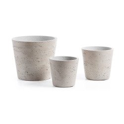 DE_Set Low de 3 cachepots gris Ø 23,5 cm / Ø 16,5 cm / Ø 14 cm