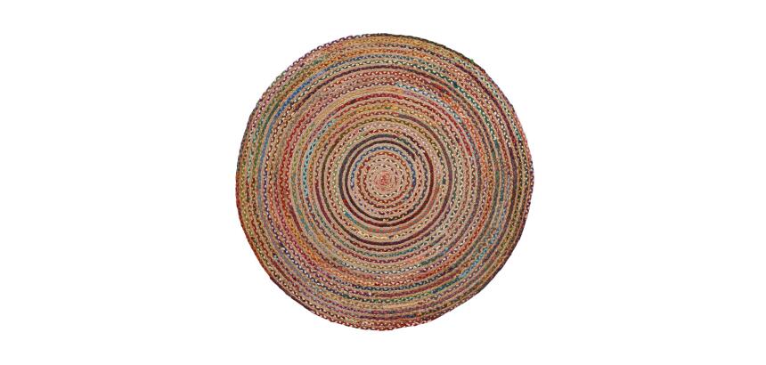 Tapis rond Saht en jute et en coton multicolore Ø 100 cm
