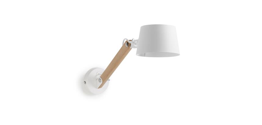 Aplique Muse de madera de haya y acero con acabado blanco