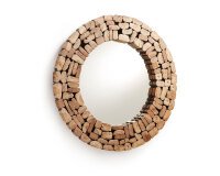 Espejo Eliptic de madera maciza de teca Ø 80 cm