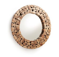 Espejo Eliptic de madera maciza de teca Ø 80 cm