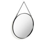 Raintree MDF and faux leather mirror in black, Ø 80 cm