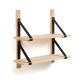 Nazeli wall shelf unit made from solid birchand black leather 60 x 60 cm