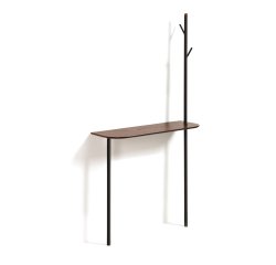 Consola con perchero Marcolina acero negro y chapa de roble 80 x 160 cm