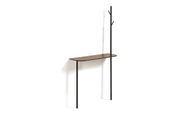Consola con perchero Marcolina acero negro y chapa de roble 80 x 160 cm