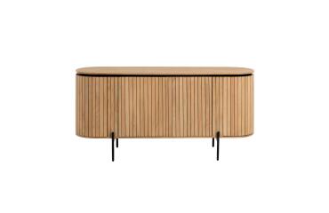 Aparador Licia 4 puertas de madera maciza de mango y metal pintado negro 170 x 80 cm