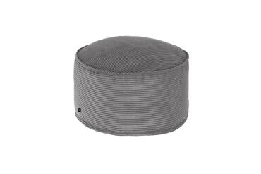 Grand pouf Wilma velours côtelé grosses côtes gris Ø 70 cm