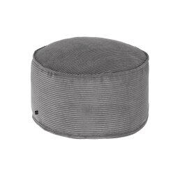 DE_Grand pouf Wilma velours côtelé grosses côtes gris Ø 70 cm