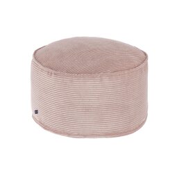 Grand pouf Wilma velours côtelé grosses côtes rose  Ø 70 cm