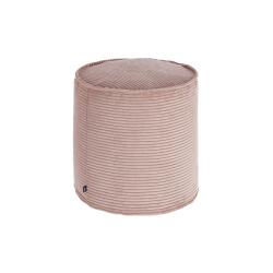 DE_Petit pouf Wilma velours côtelé grosses côtes rose Ø 40 cm