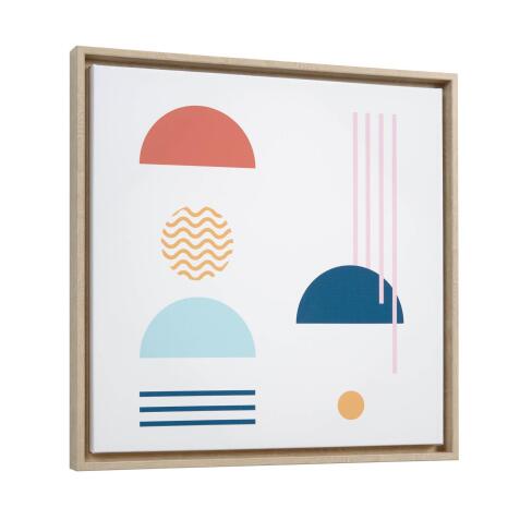 Tableau Gelsina en bois demi-cercle bleu 50 x 50 cm