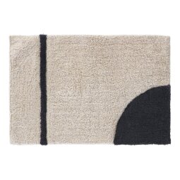 Alfombra de baño Maica 100% algodón beige semicírculo negro 40 x 60 cm