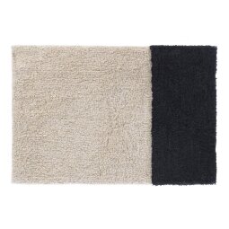 Alfombra de baño Maica 100% algodón beige rectángulo negro 40 x 60 cm