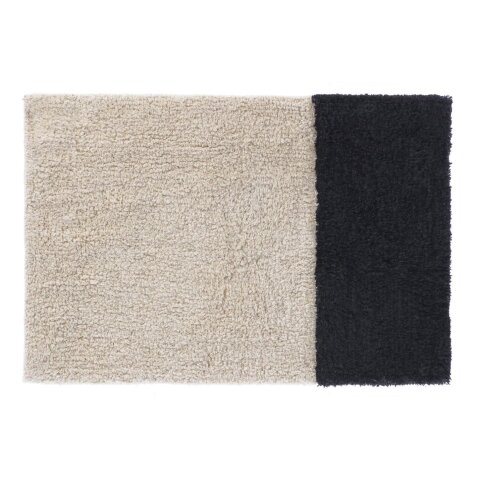 Alfombra de baño Maica 100% algodón beige rectángulo negro 40 x 60 cm