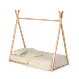 Cama tipi Maralis de madera maciza de haya con acabado natural para colchón de 70 x 140 cm