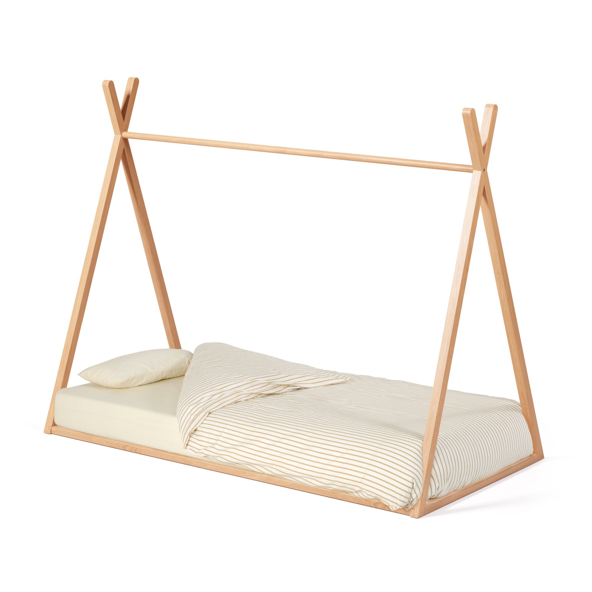 Lit tipi Maralis en bois de hêtre avec finition naturelle