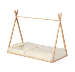 Cama tipi Maralis madera maciza de haya con acabado natural para colchón de 90 x 190 cm