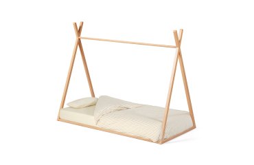 Cama tipi Maralis madera maciza de haya con acabado natural para colchón de 90 x 190 cm