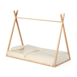 Lit tipi Maralis en bois de hêtre avec finition naturelle pour matelas de 90 x 190 cm