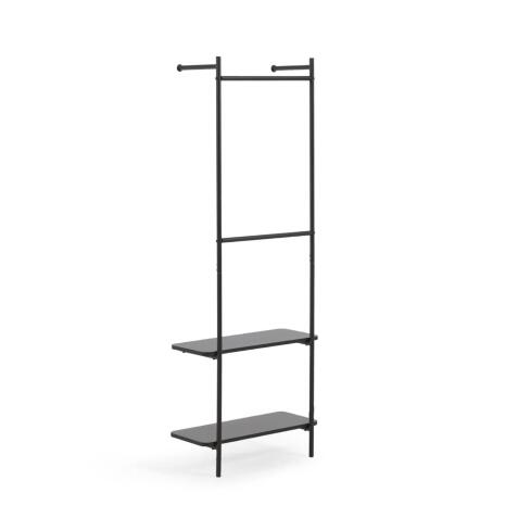 Burro de pared para ropa Galatia de melamina y acero con acabado negro 60 x 162 cm