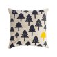 Housse de coussin Saori 100% coton (GOTS) arbres petits noir 45 x 45 cm