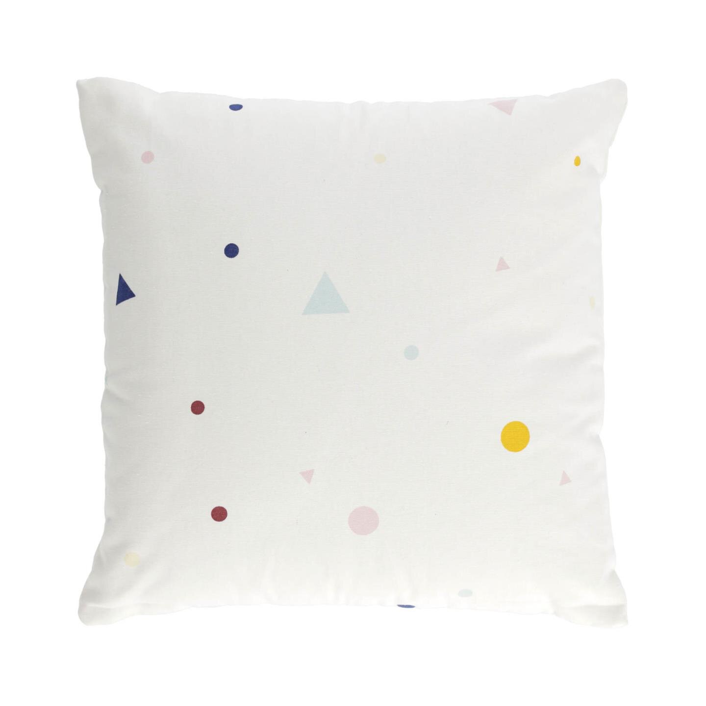 Housse de coussin Miris 100% coton pois et triangles multicolore 45 x 45 cm