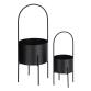 Set of 2 Mash planters with black metal handle Ø 25 cm / Ø 16,5 cm