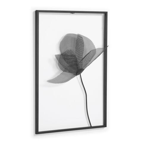 Tableau métallique Nakita fleur noir 43 x 60 cm