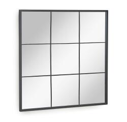 Espejo de pared Ulrica metal negro 80 x 80 cm