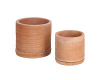 Set Karlina de 2 macetas con plato de terracota Ø 33 cm / Ø 24 cm
