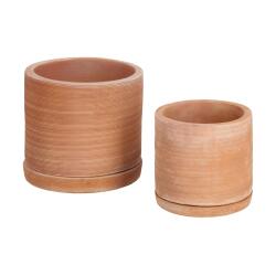 Set Karlina de 2 macetas con plato de terracota Ø 33 cm / Ø 24 cm