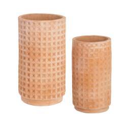 Set Celi de 2 macetas de terracota Ø 34 cm / Ø 25 cm