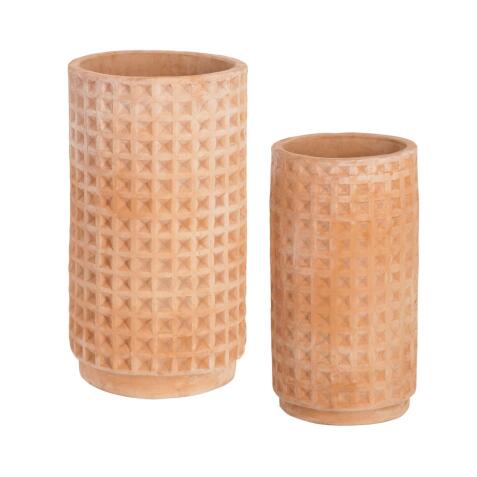 Celi set van 2 terracota plantenpotten, Ø 34 cm / Ø 25 cm