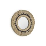 Miroir rond Akila fibres naturelles vert et corde coton noir  Ø 40 cm