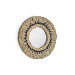 DE_Miroir rond Akila fibres naturelles vert et corde coton noir  Ø 40 cm