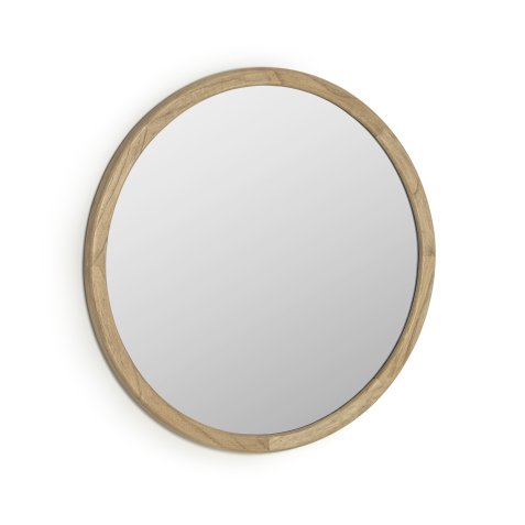 DE_Miroir rond Alum bois massif de mindi  Ø 80 cm