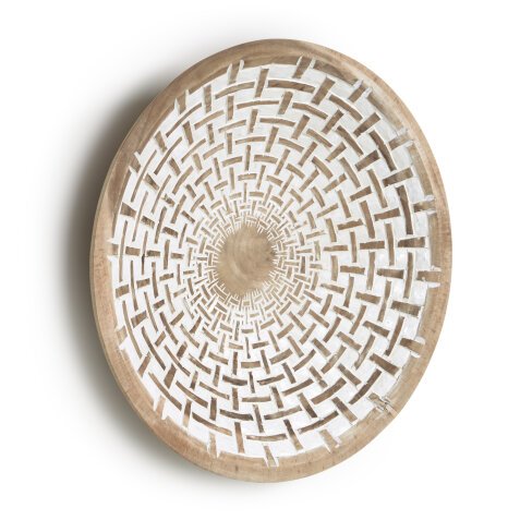 Mely wandpaneel massief houten mungur witte Ø 45 cm