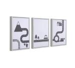 Set of 3 Nisi black cars pictures in white wood frame